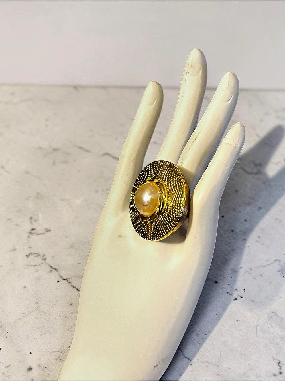 Gold-Tone Pearl Handmade Ring